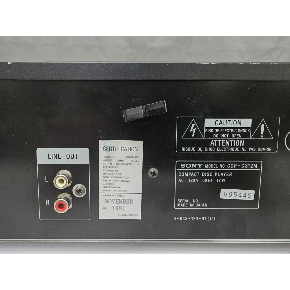 Sony 5 Disc CD Changer CDP-C312M- NO Remote. **PARTS ONLY**